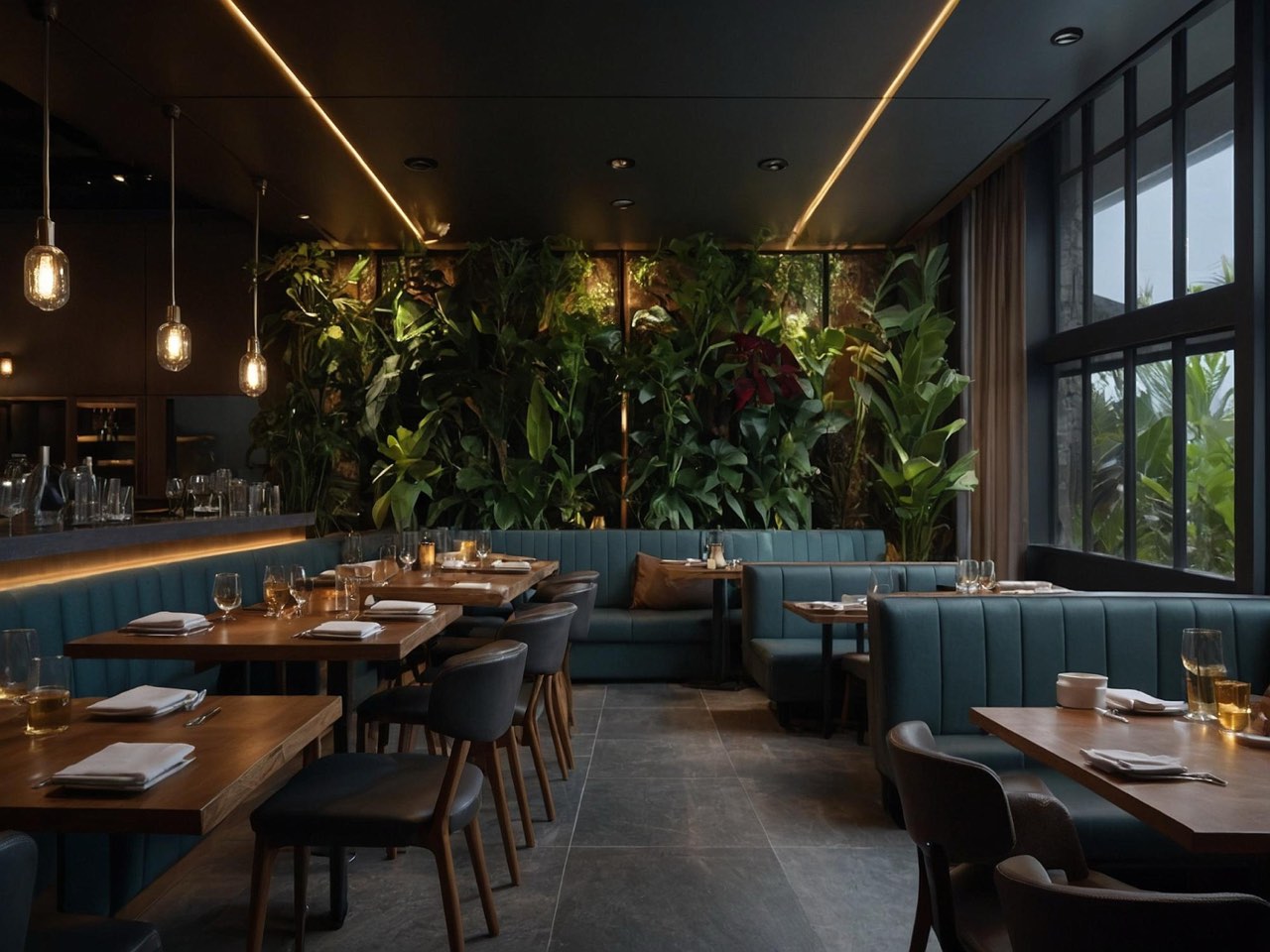 Sala ristorante con tavoli apparecchiati