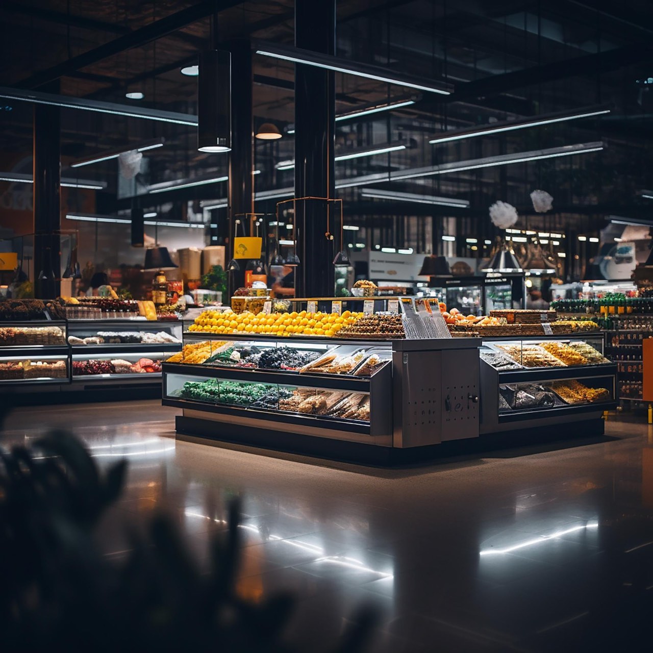 Corsia di supermercato con scaffali